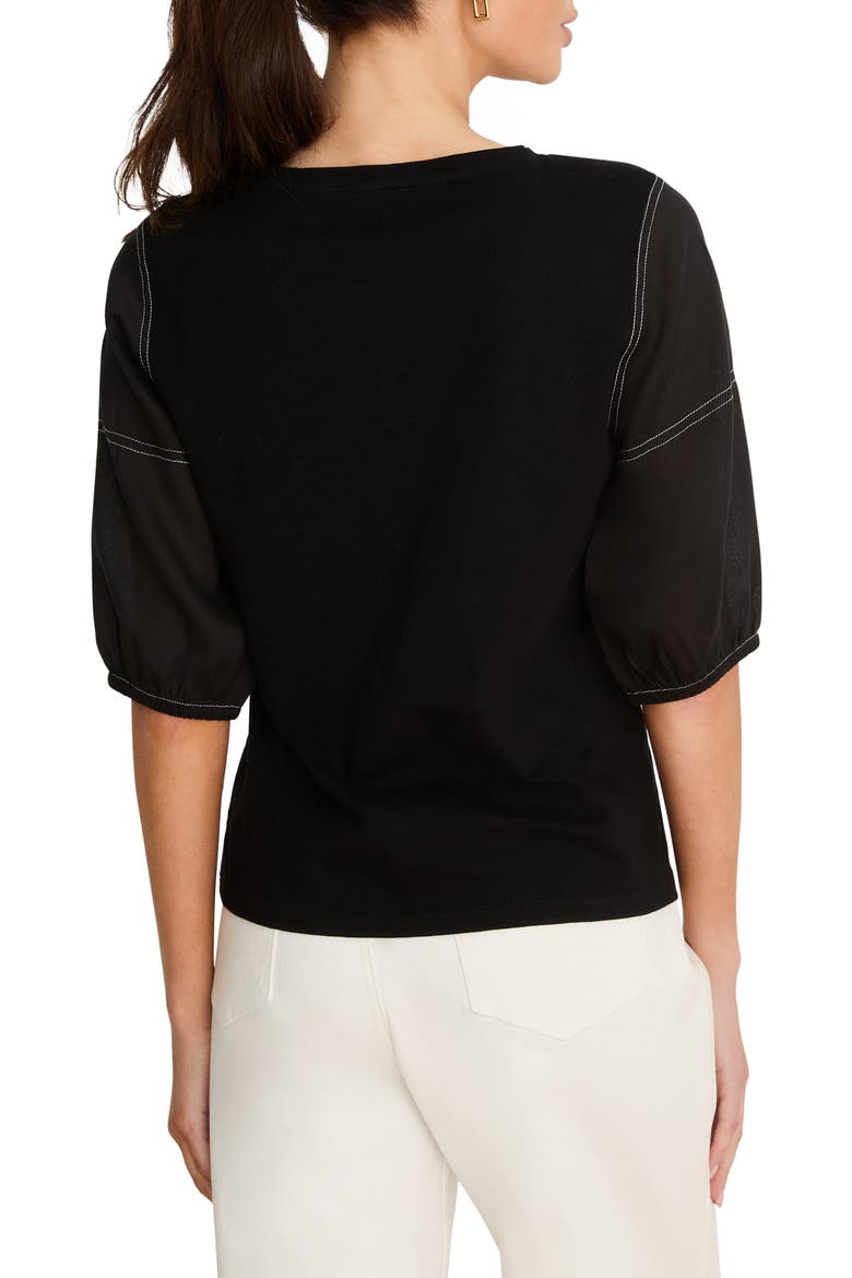 Puff Sleeve Cotton T-shirt, Alternate, color, BLACK ONYX
