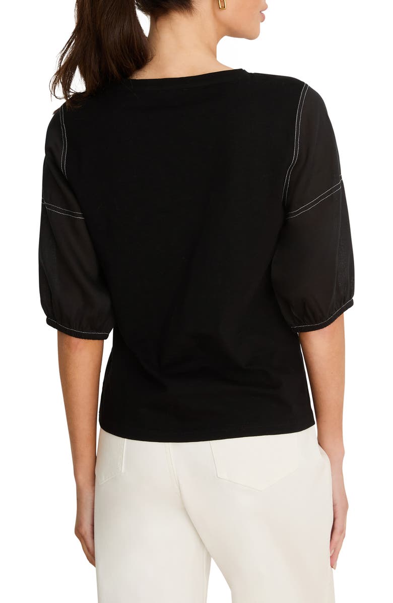 NZT by NIC+ZOE Puff Sleeve Cotton T-shirt, Alternate, color, Black Onyx