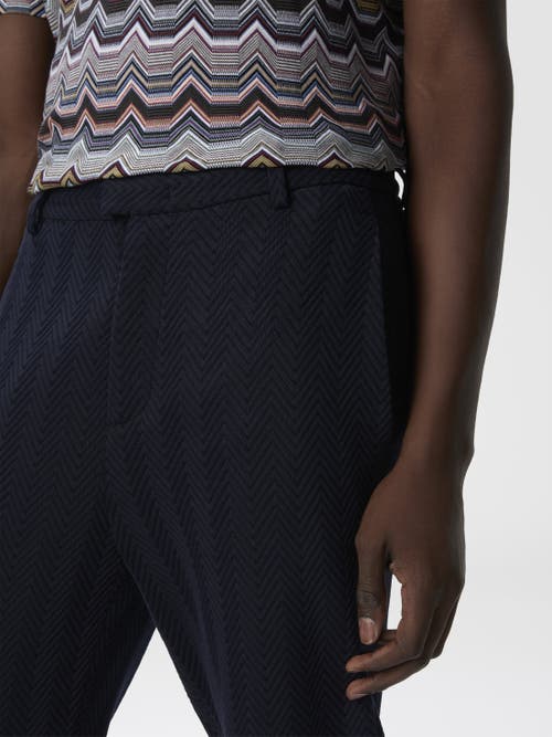 Missoni Straight Pants With Zigzag Pattern In Blue