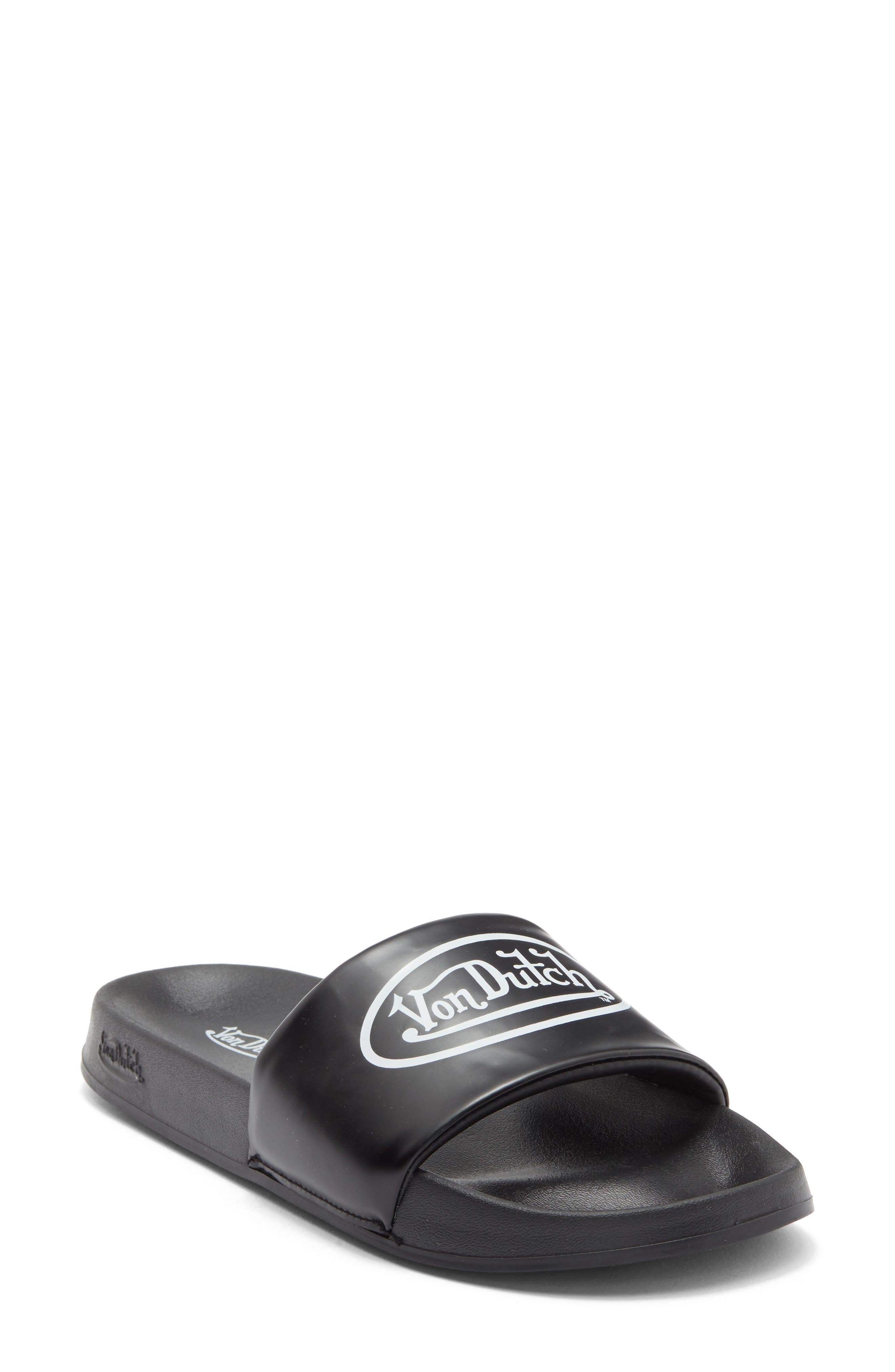 Von Dutch Icon Slide Sandal, Main, color, Black/ White