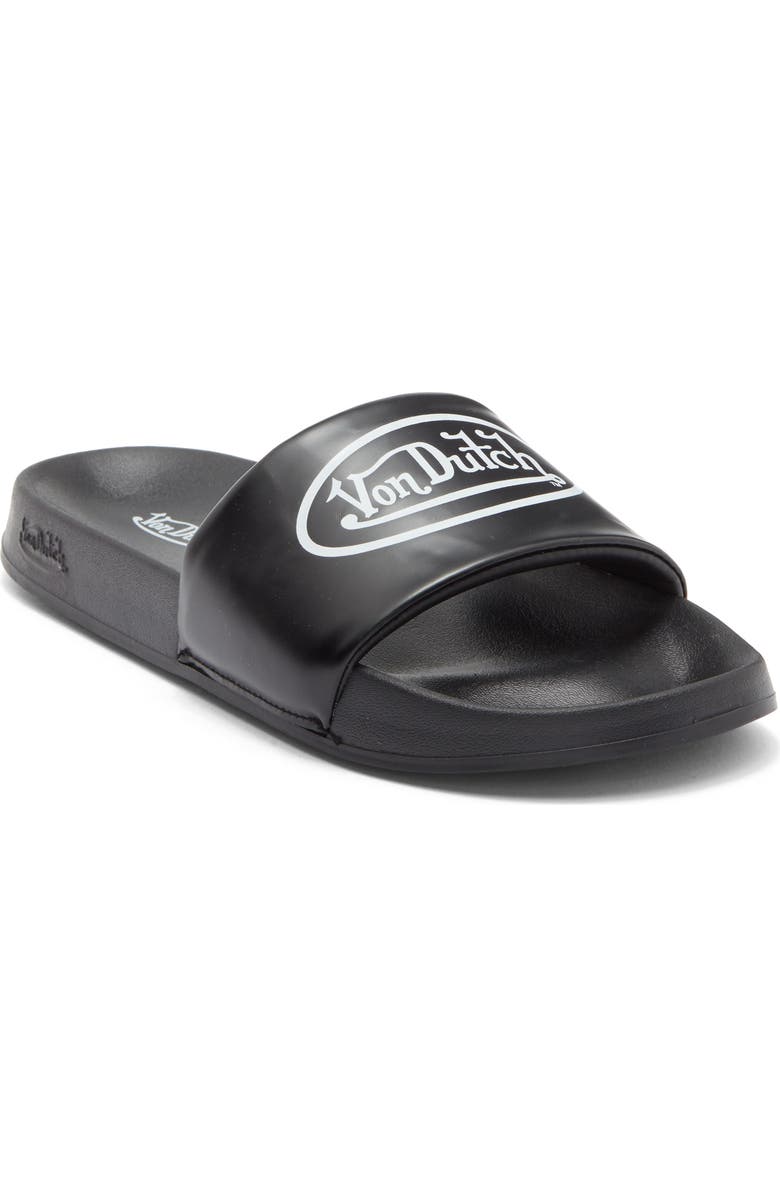 Von Dutch Icon Slide Sandal, Main, color, Black/ White