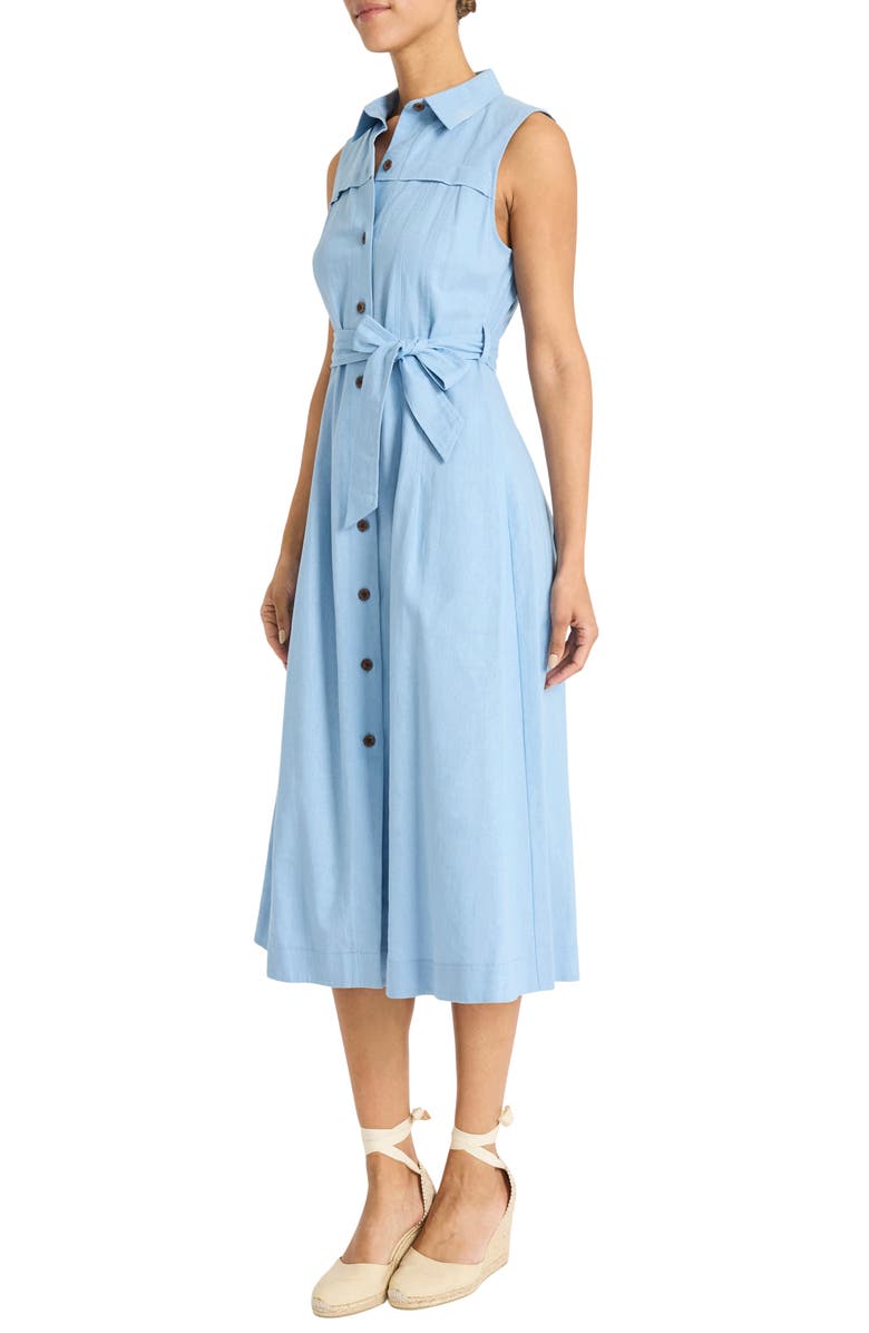 Maggy London Sleeveless Linen Blend Shirtdress, Alternate, color, Blissful Blue