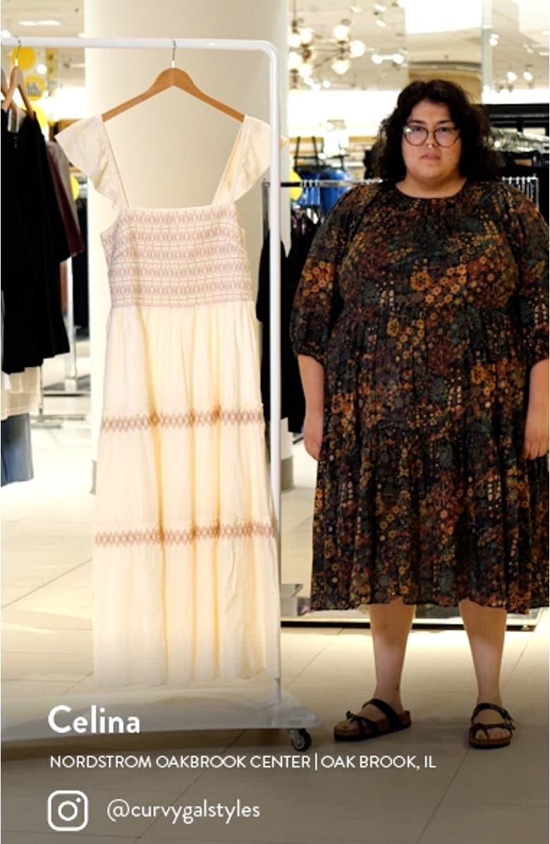 Women's Lucie Smocked Tiered Midi Dress, sales video thumbnail