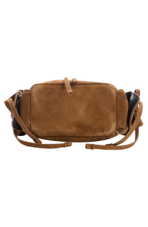 Acne Studios Mini Multipocket Suede Bucket Bag In Brown