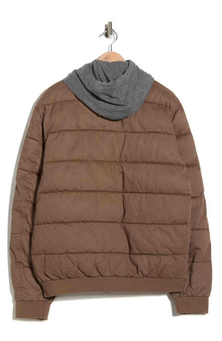 Lucky Brand Cotton Hooded Puffer Bomber Jacket, Alternate, color, Mushroom