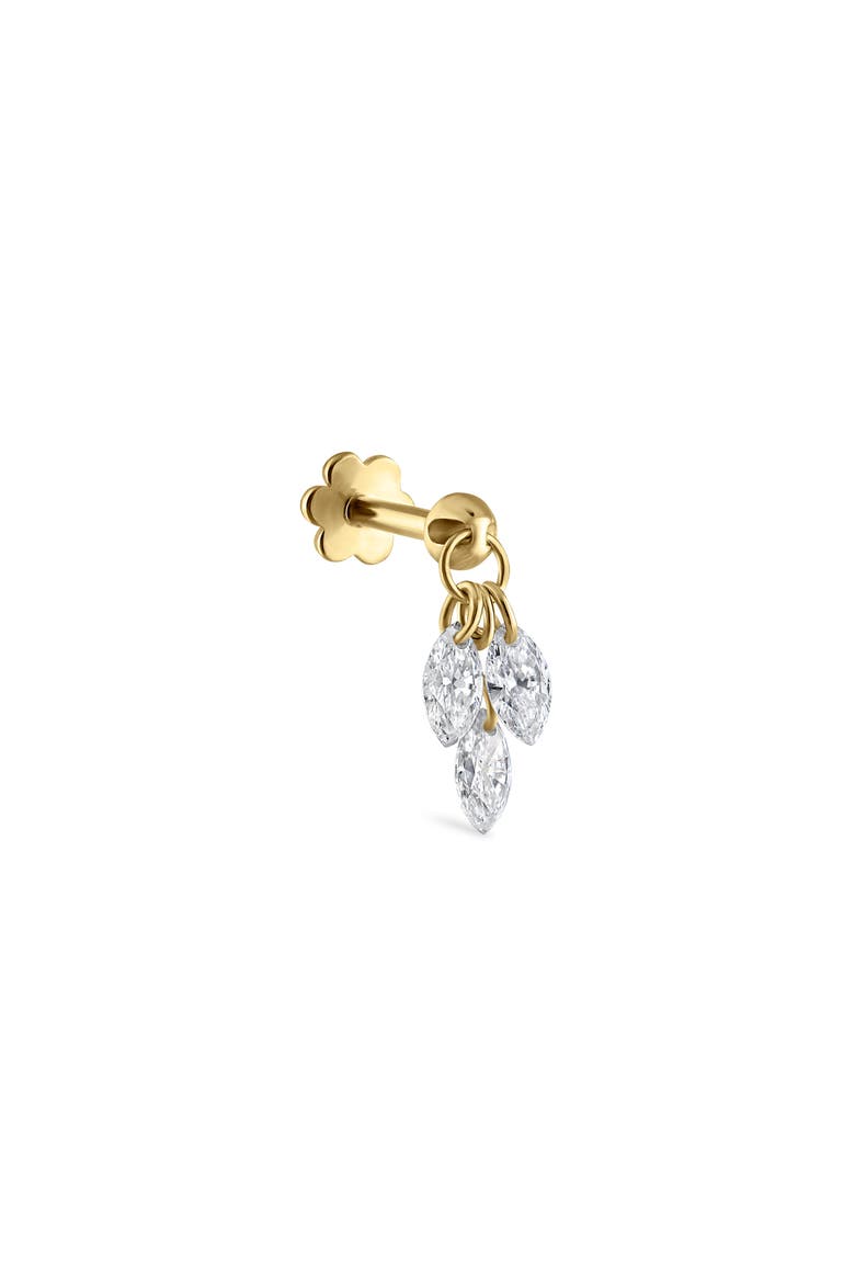 Floating Diamond Plume Threaded Charm Earring, Main, color, YELLOW GOLD