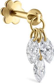 MARIA TASH Floating Diamond Plume Threaded Charm Earring