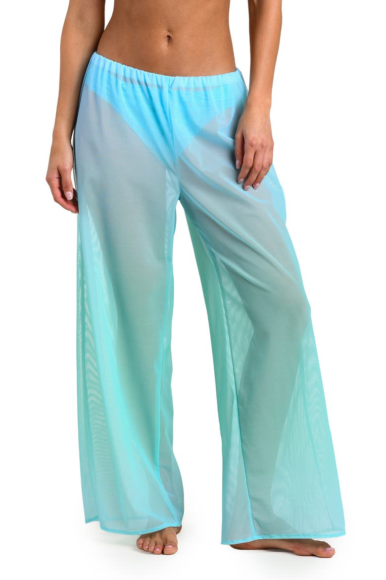 Ombré Illusions Sheer Wide Leg Mesh Cover-Up Pants, Main, color, SEAFOAM