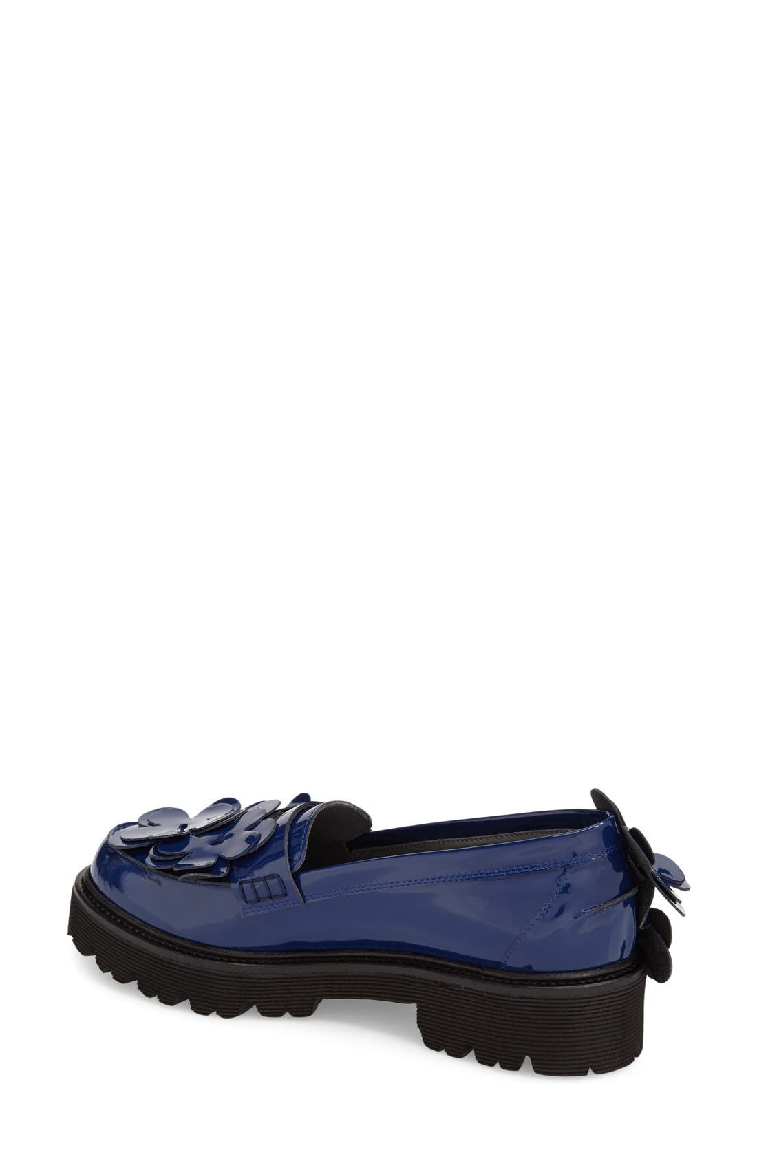 Flower Loafer, Alternate, color, BLUE PATENT