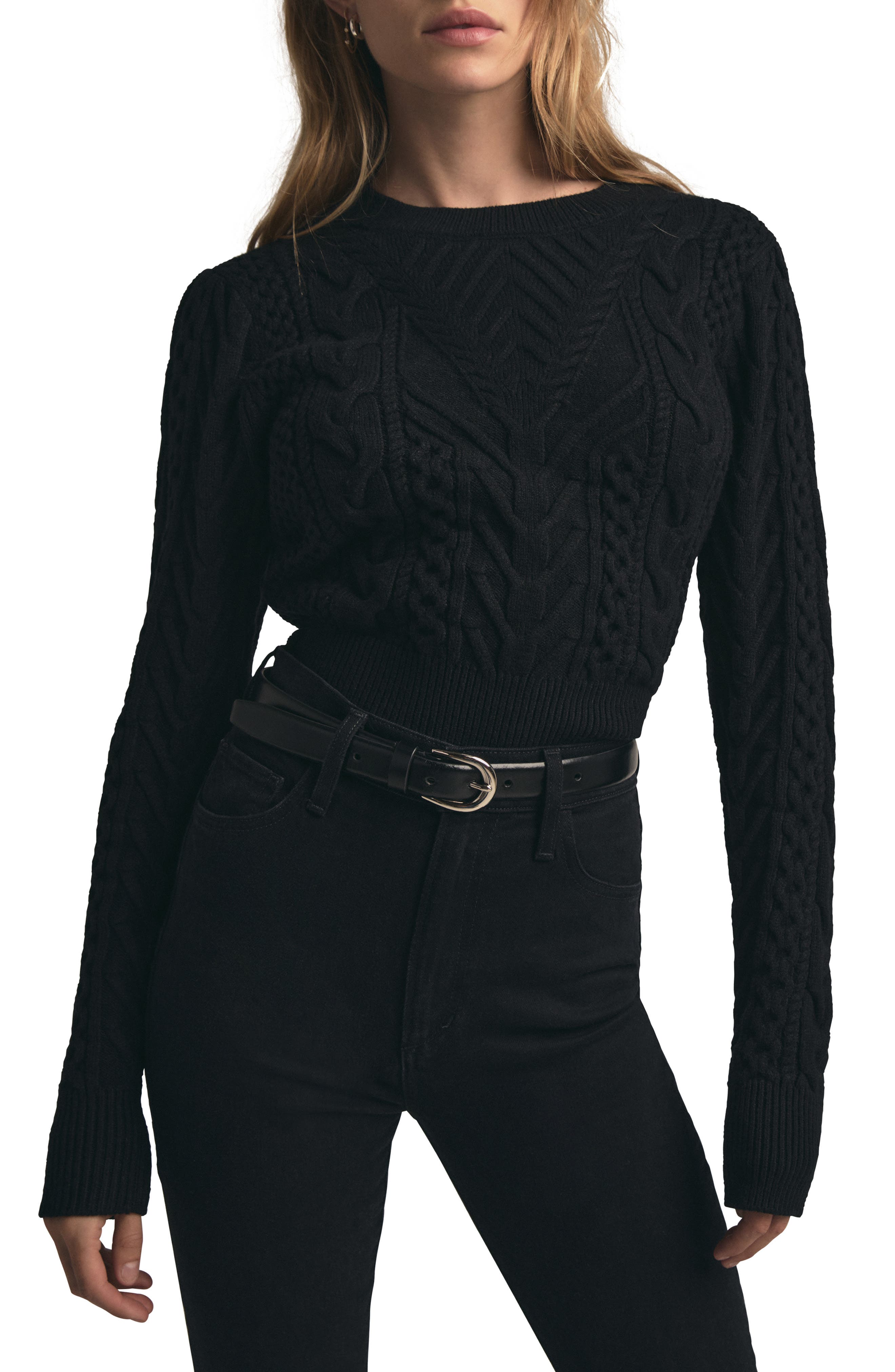 Favorite Daughter The Esther Cable Stitch Crop Sweater