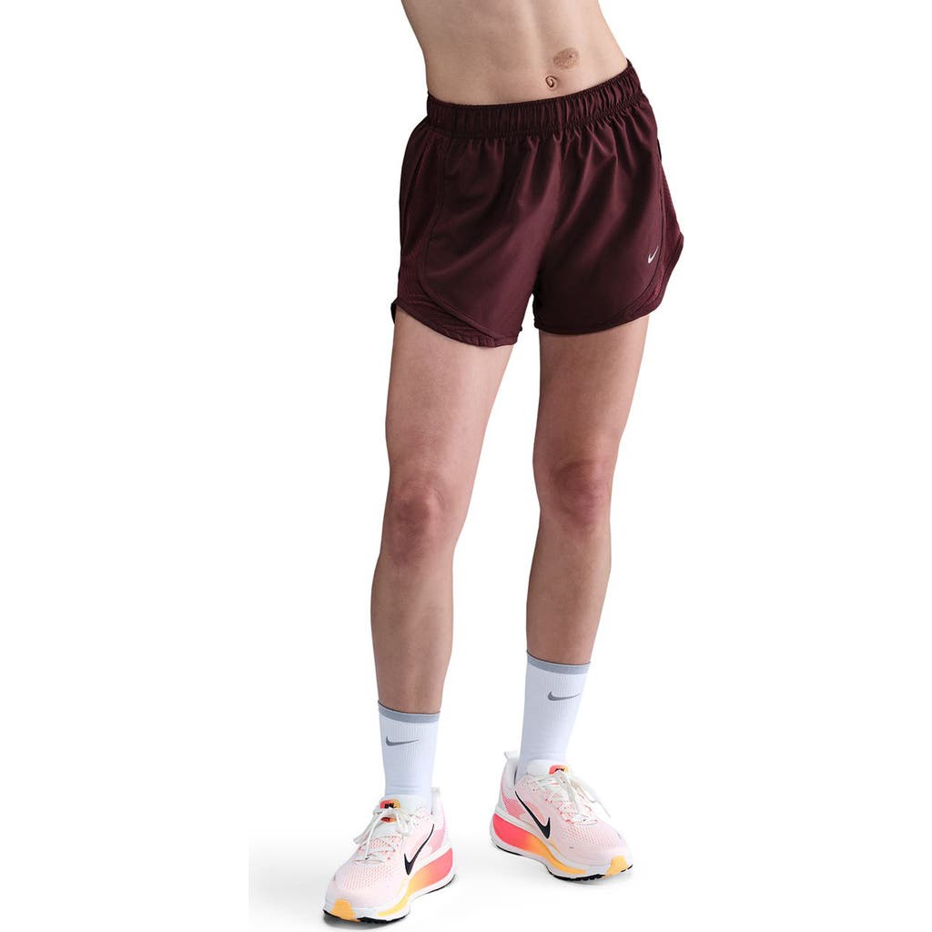 Nike Tempo Dri-fit Mid Rise 3-inch Running Shorts In Burgundy