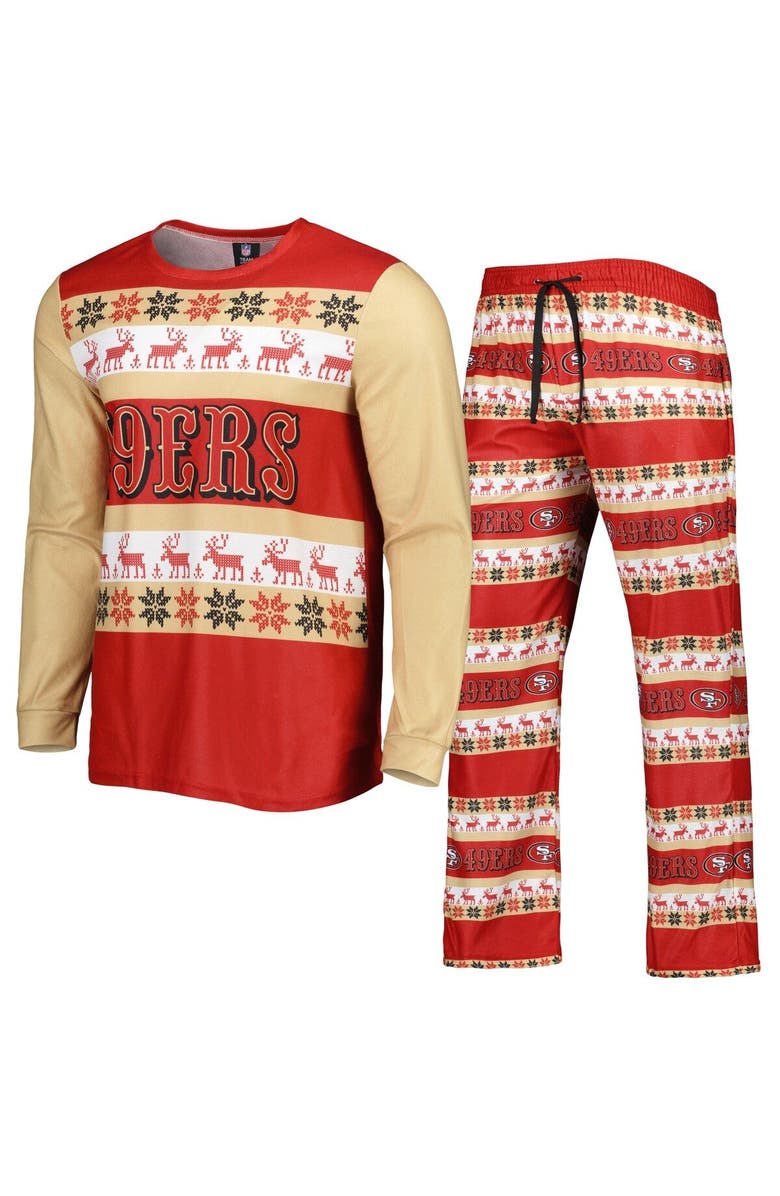 FOCO Men's FOCO Scarlet San Francisco 49ers Team Ugly Pajama Set, Alternate, color, 