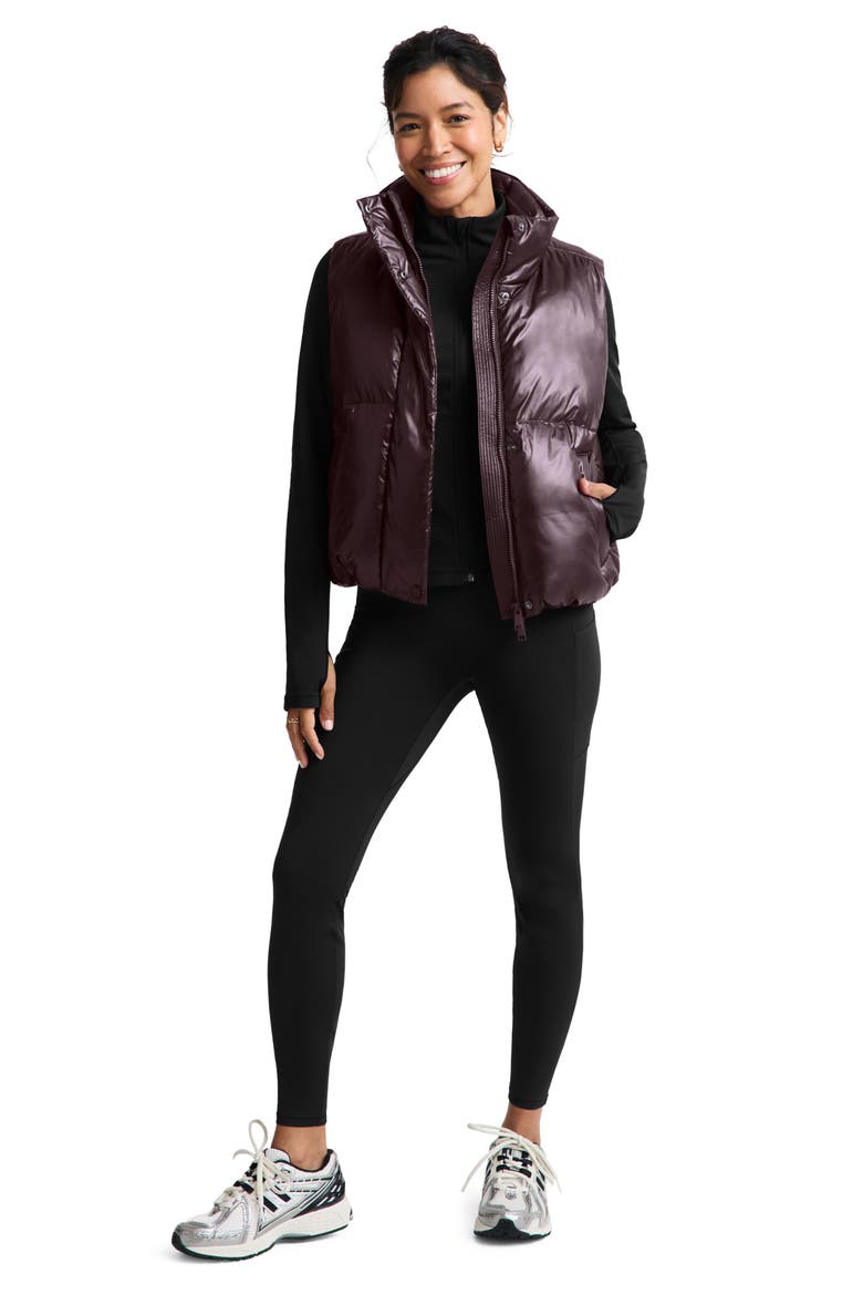 Up for It Puff Shine Vest, Alternate, color, SHINE CABERNET