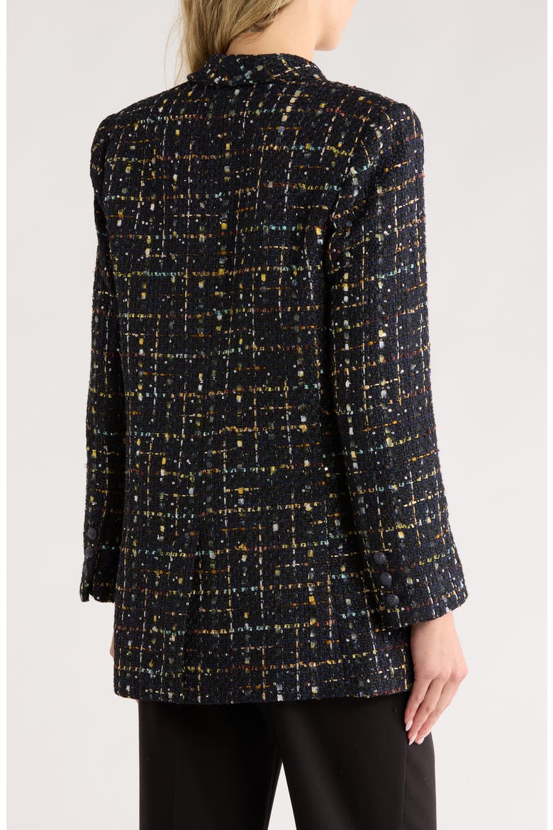 Jayda Relax Fit Double Breasted Tweed Blazer, Alternate, color, MIDNIGHT/ MUSTARD PLAID