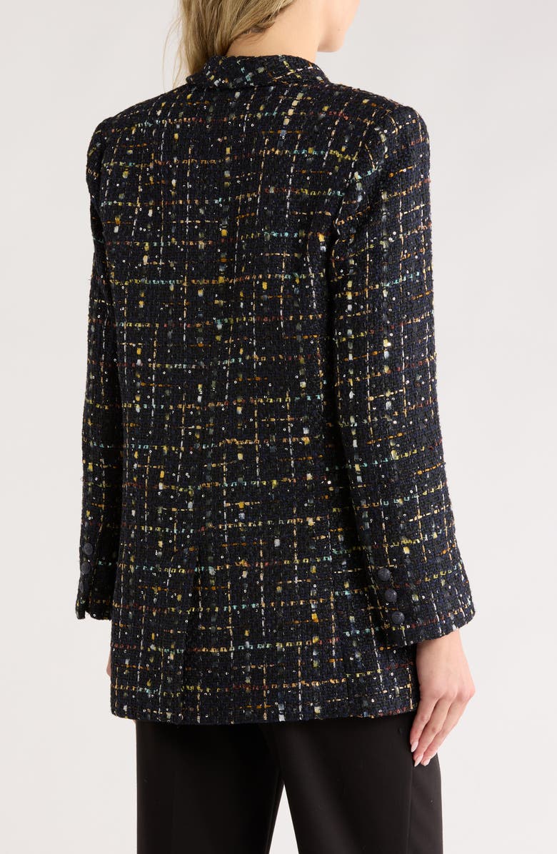 L'AGENCE Jayda Relax Fit Double Breasted Tweed Blazer, Alternate, color, Midnight/ Mustard Plaid