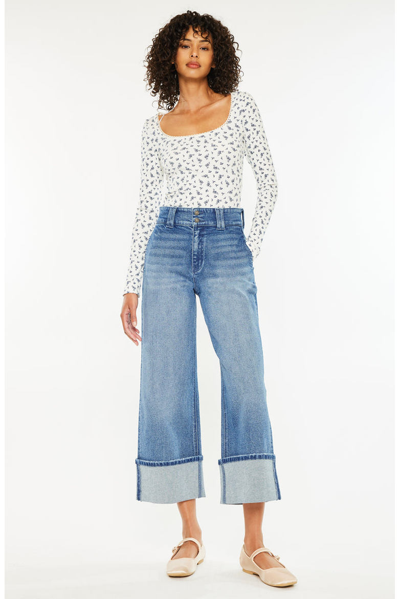 Irna 90's Cropped Wide Leg Jeans, Alternate, color, Dark Wash