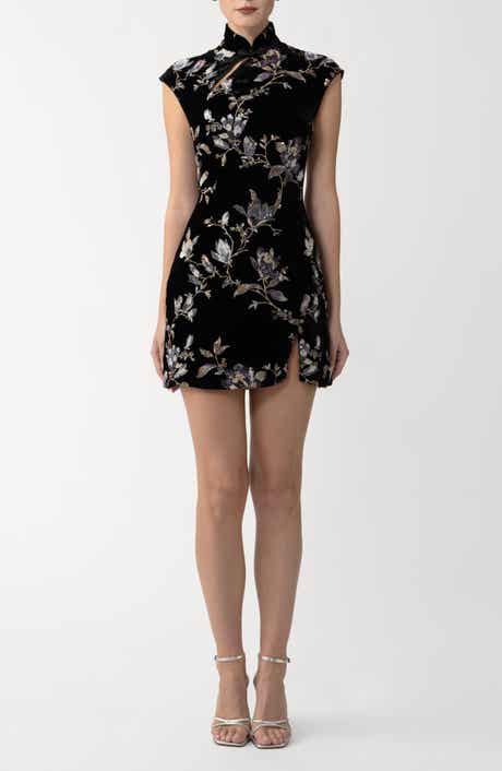 SAU LEE Devon Embellished Velvet Cocktail Minidress