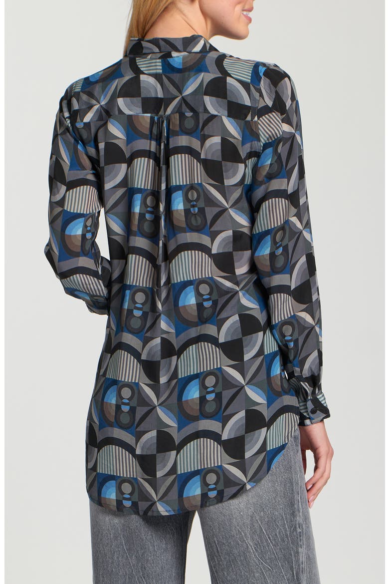 Ikat Print Tunic Top, Alternate, color, GREY/ MOCHA MULTI