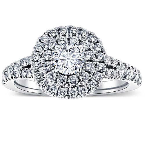 Bliss Diamond 1 1/4 Ct Tw Lab Grown Diamond Cushion Halo Engagement Ring In 10k White Gold