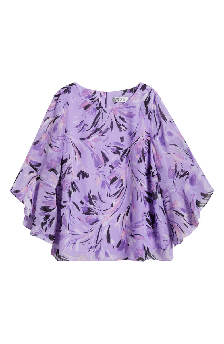 KASPER Floral Ruffle Sleeve Chiffon Top, Alternate, color,