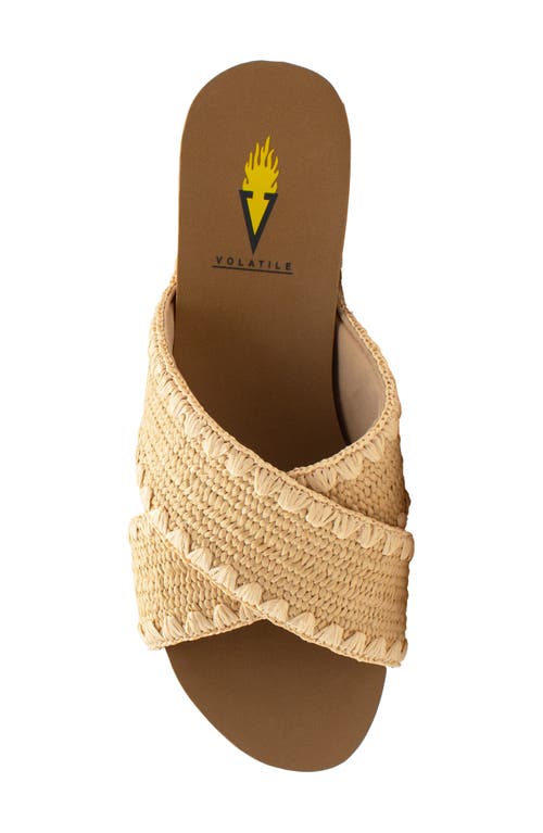Volatile Antigua Platform Wedge Slide Sandal In Natural Raffia