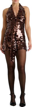 Bardot Avalee Paillette Halter Minidress