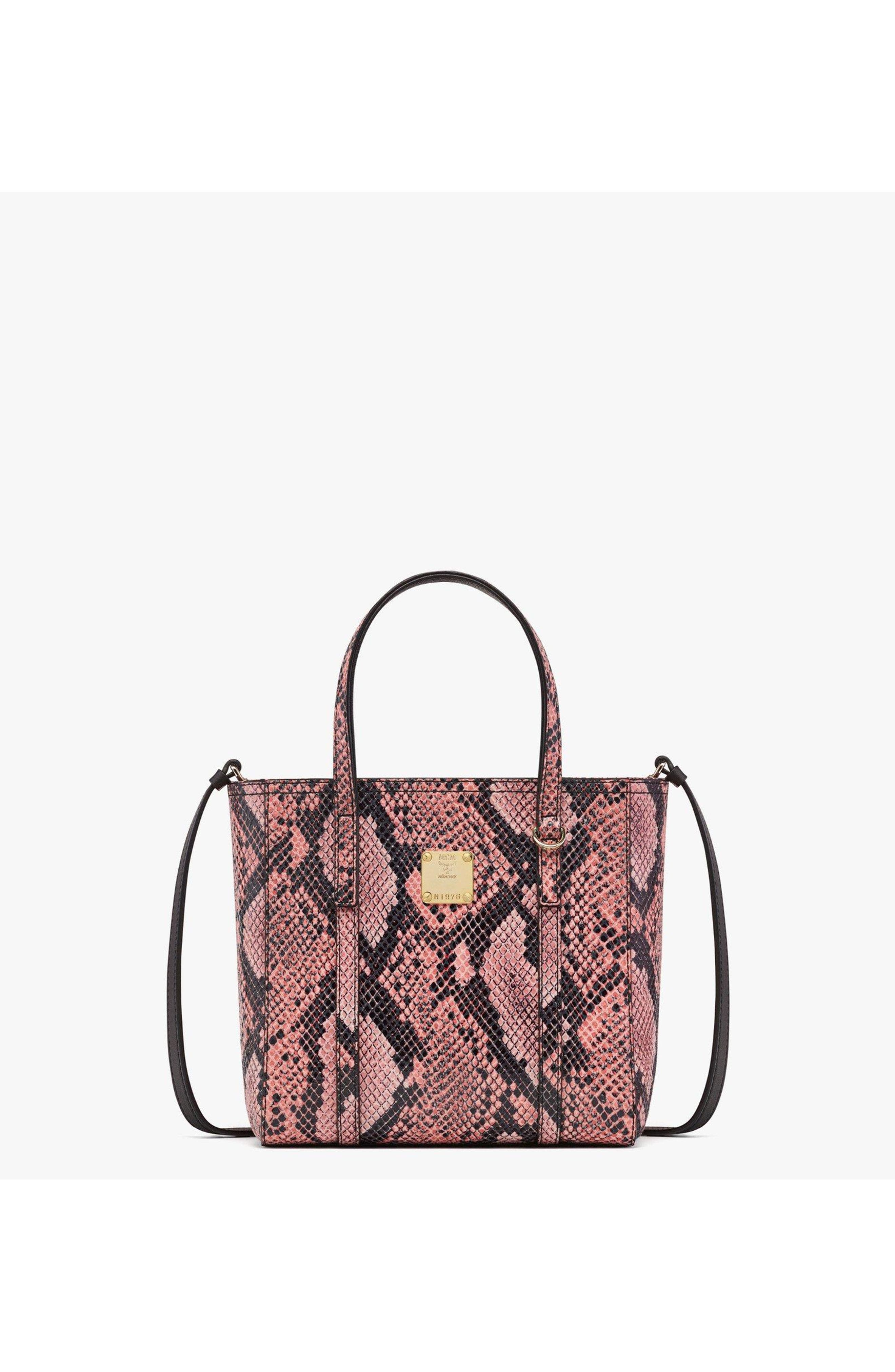 MCM Toni Top-Zip Shopper in Python Print Coronet, Main, color, Blush Pink