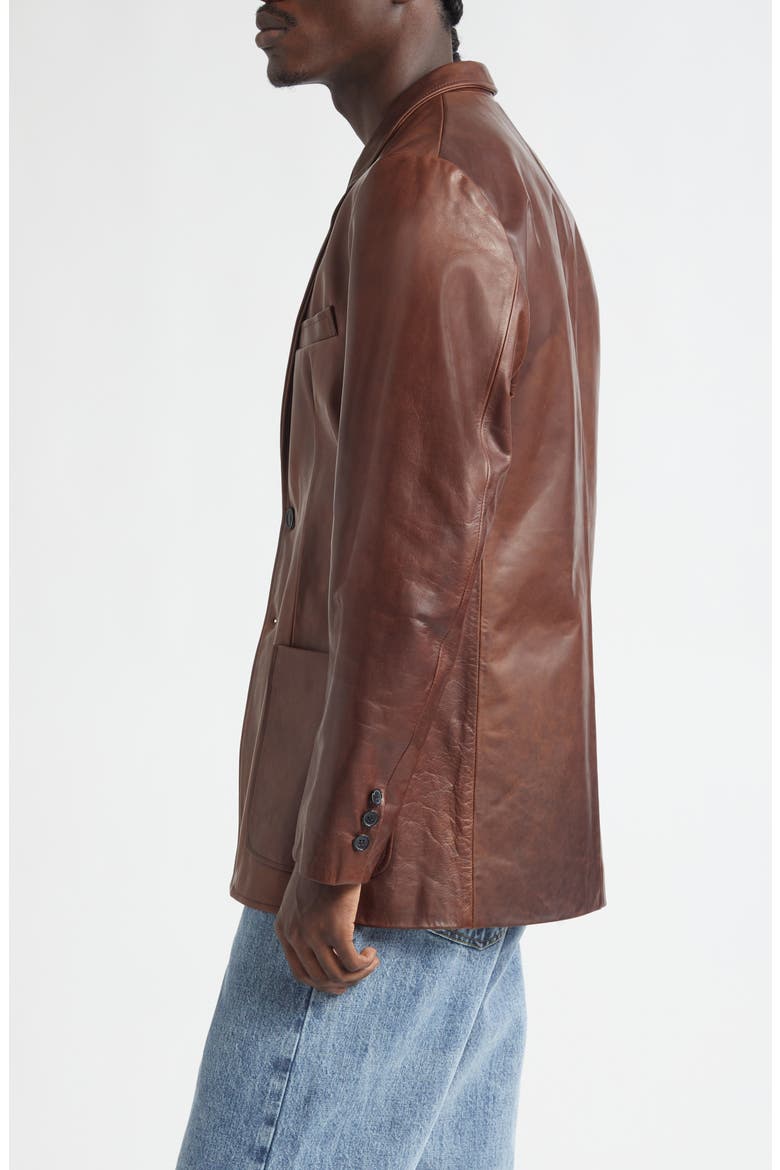 Saico Leather Blazer, Alternate, color, BROWN