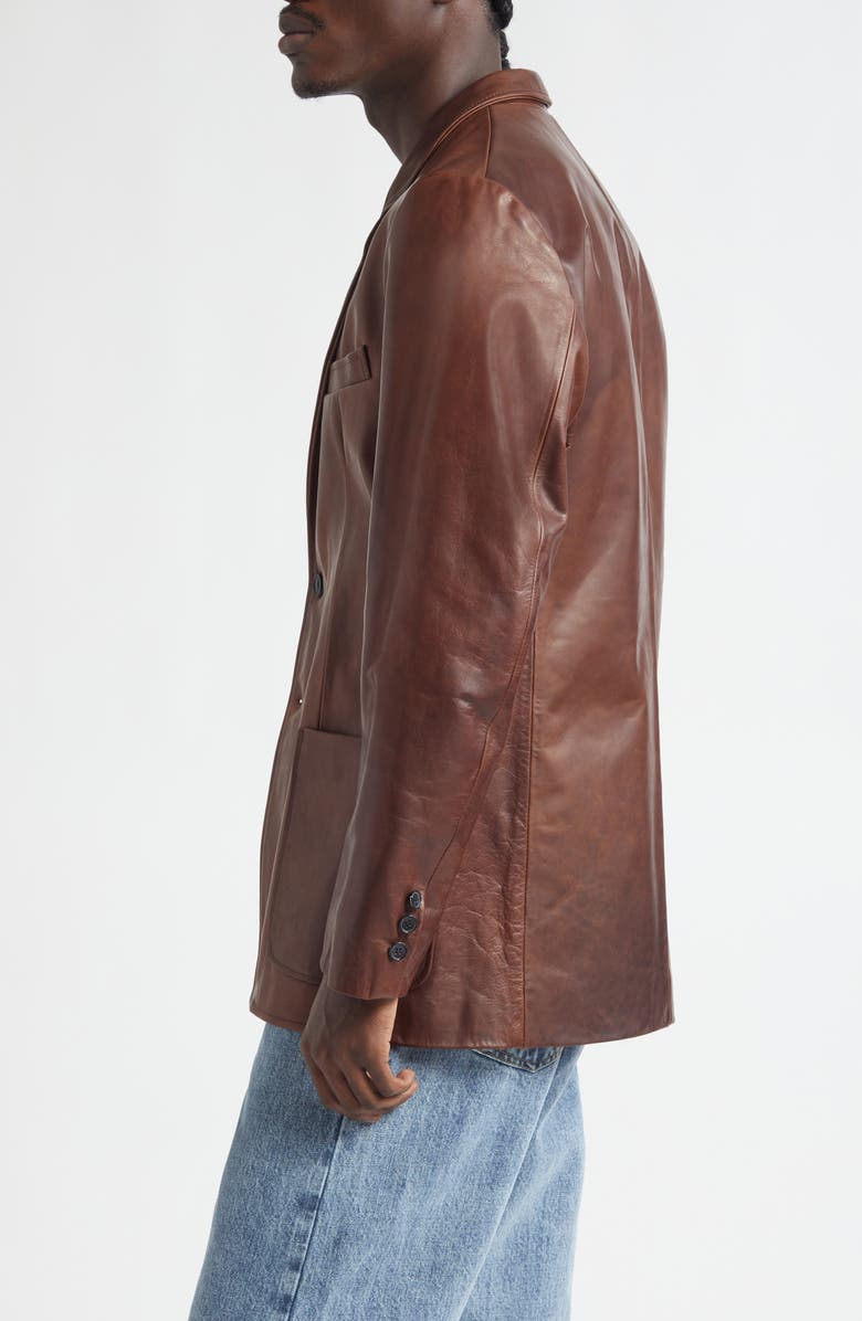 Second Layer Saico Leather Blazer, Alternate, color, Brown