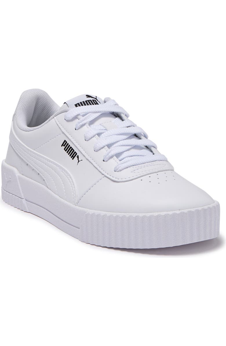 PUMA Carina Leather Platform Sneaker, Main, color, Puma White-Puma White