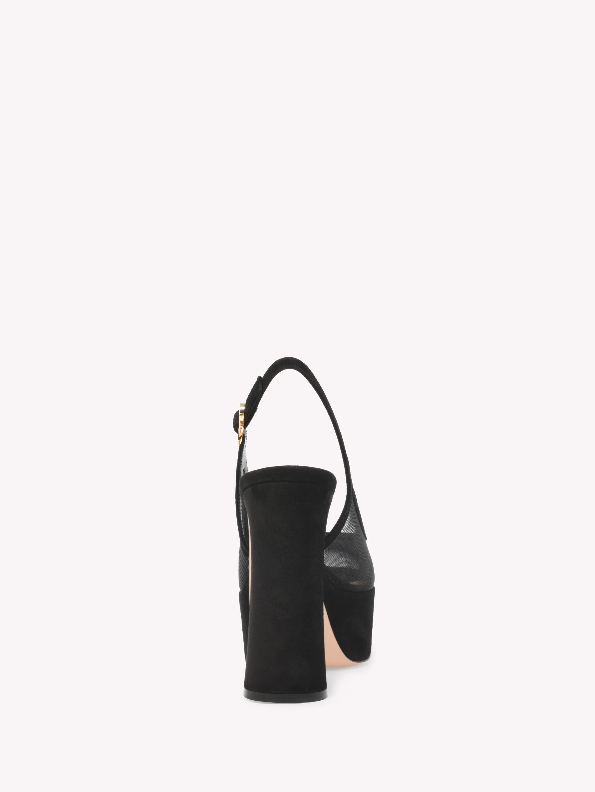 Gianvito Rossi Chopine Slingback, Alternate, color, Black Suede And Plexi