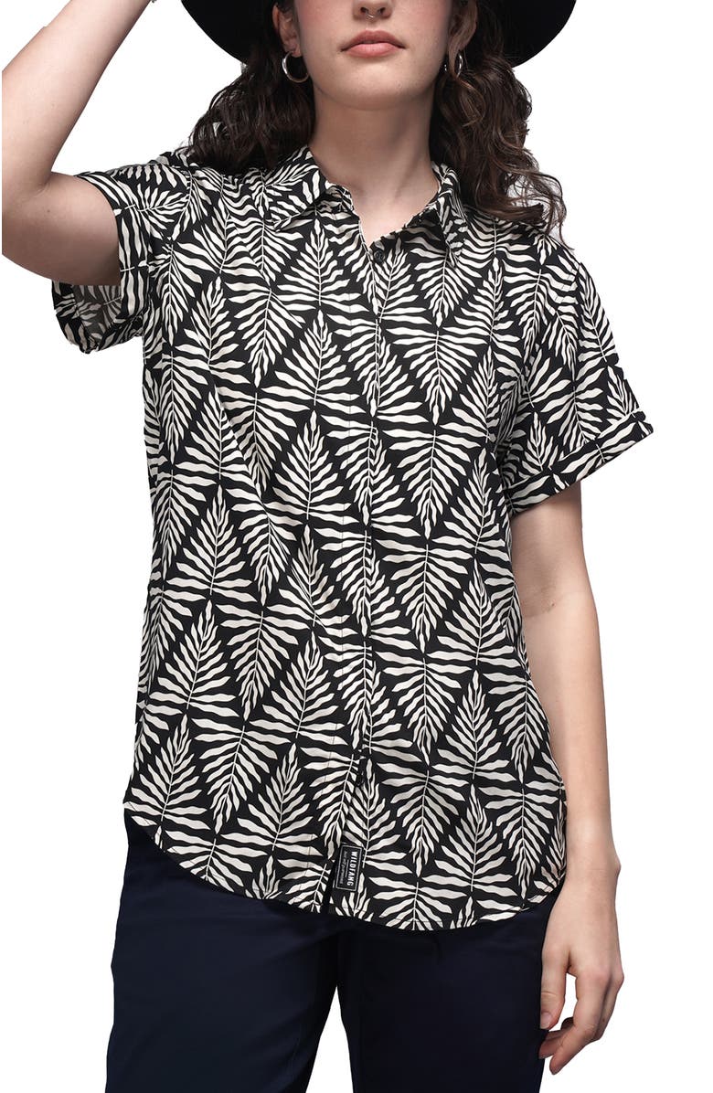 WILDFANG The Empower Button Up, Main, color, Fern Maze Black/White