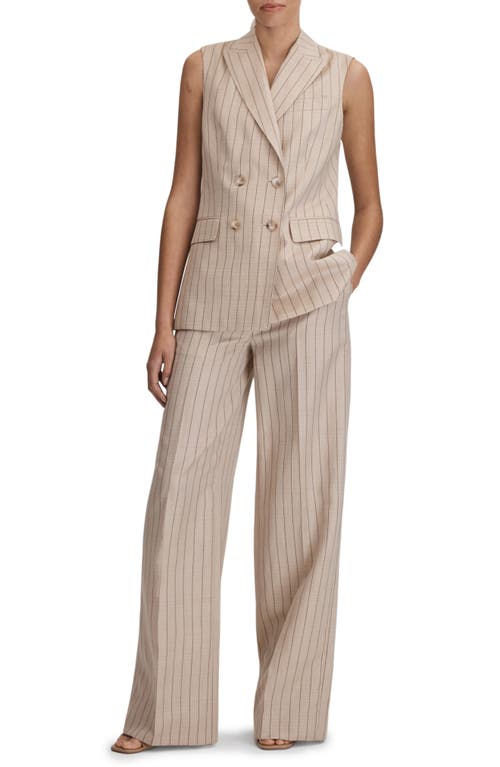 Reiss Odette Pinstripe Double Breasted Blazer In Neutral