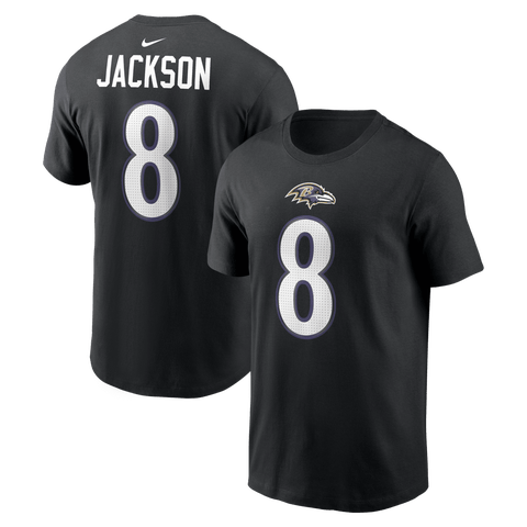 Men's Nike Lamar Jackson Black Baltimore Ravens Name & Number T-Shirt