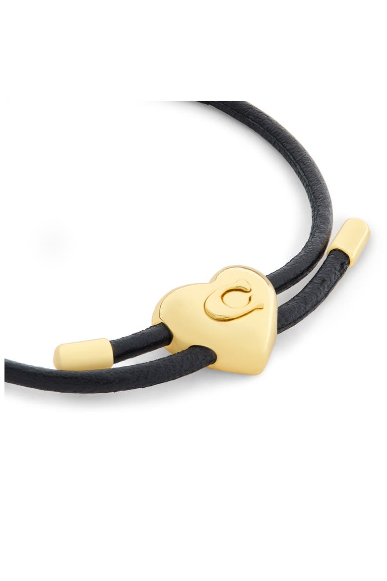 Heart Leather Slider Bracelet, Alternate, color, BLACK