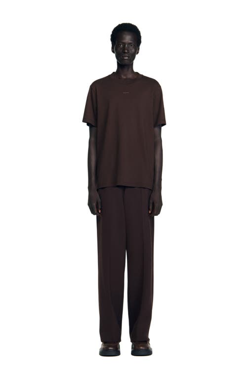 Sandro Mens Chocolate Logo-embellished Short-sleeve Cotton T-shirt Xs In Brown