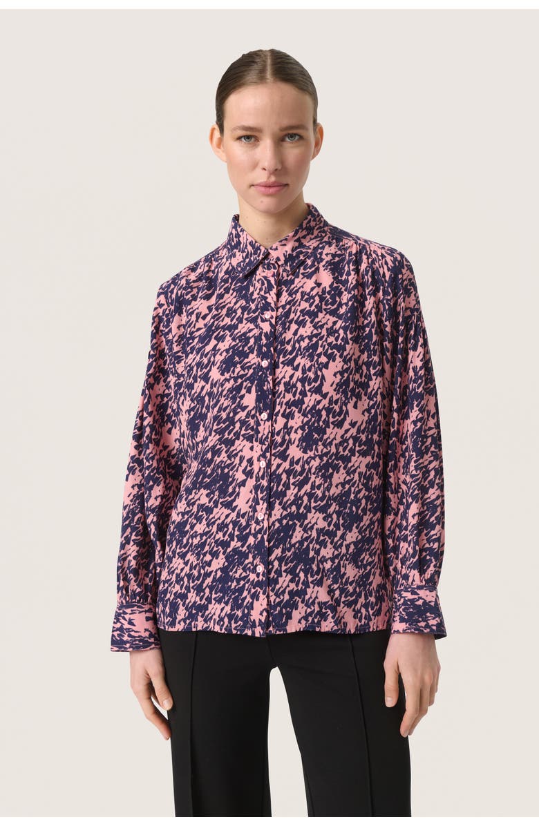 Soaked in Luxury SLSylvia Printed Long Sleeve Shirt, Main, color, Blush Drop Print