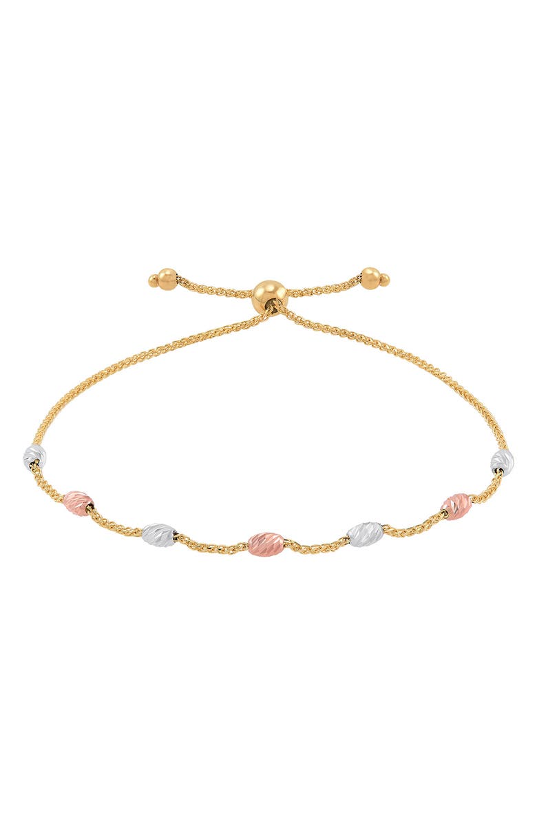 Frankie & Zoe Diamond-Cut Bead Slide Bracelet, Main, color, Tri-Color