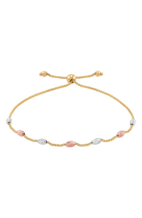 Diamond-Cut Bead Slide Bracelet