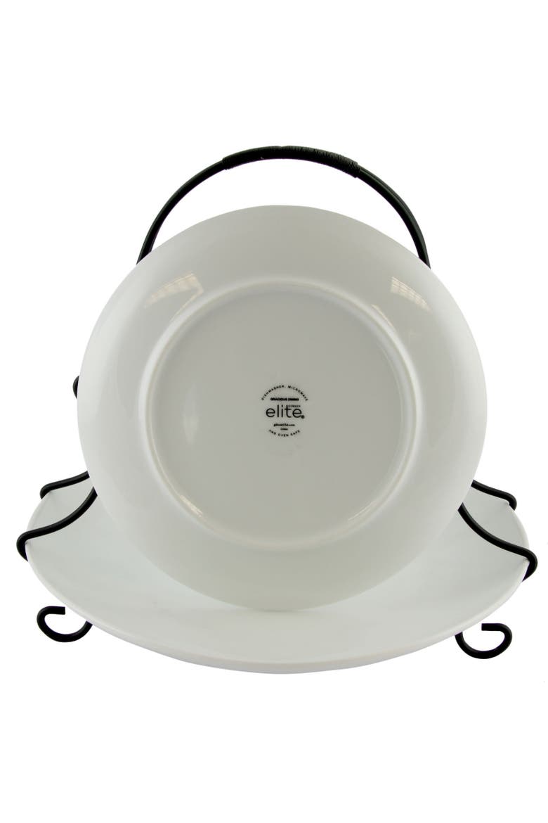 Splendid Grace 2 Tie Serving Set with Metal Rack, Alternate, color, White
