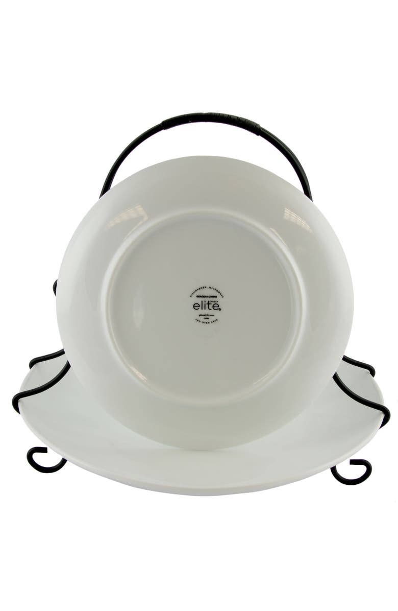 Gibson Elite Splendid Grace 2 Tie Serving Set with Metal Rack, Alternate, color, White