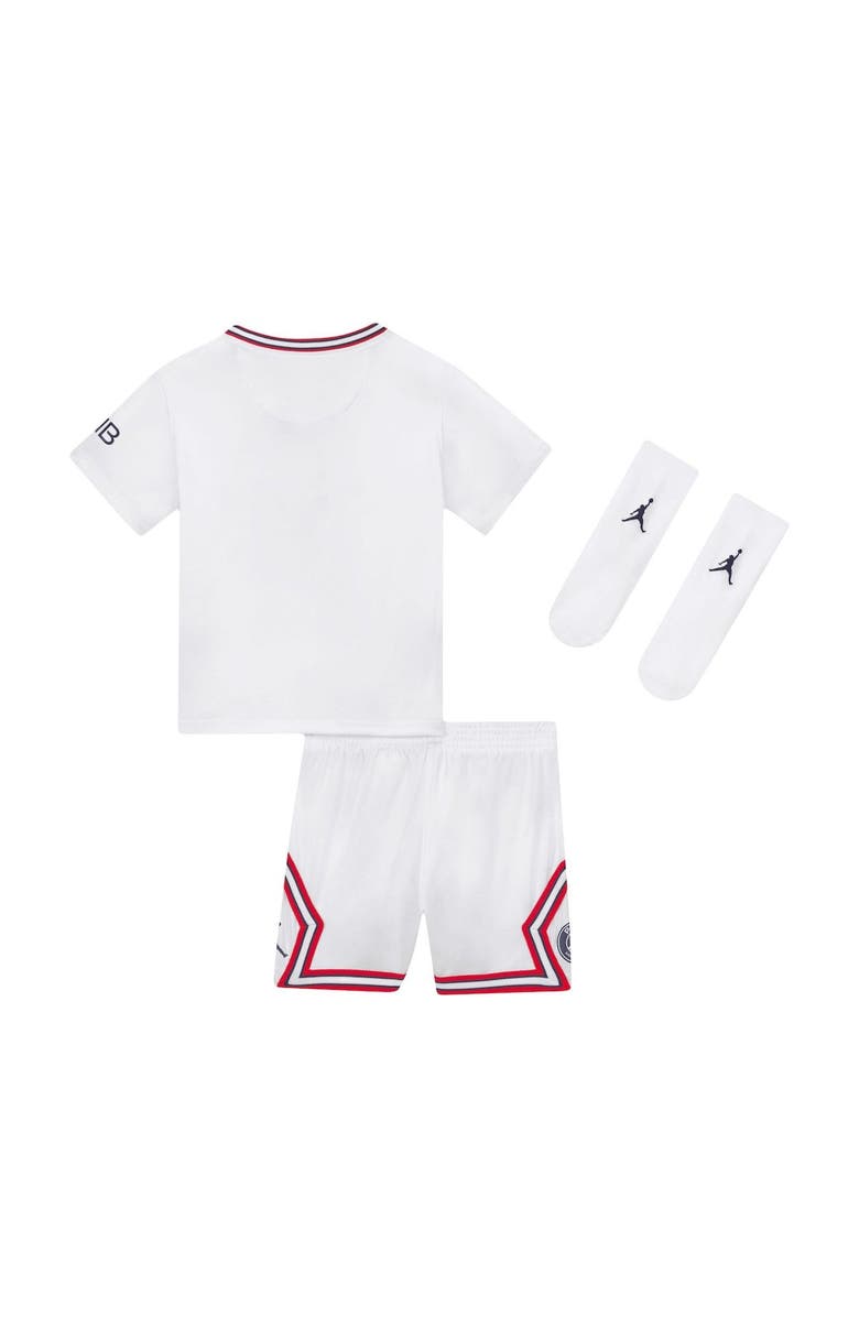 Nike Infant Jordan Brand White Paris Saint-Germain 2022/23 Fourth Stadium Kit Set, Alternate, color, White