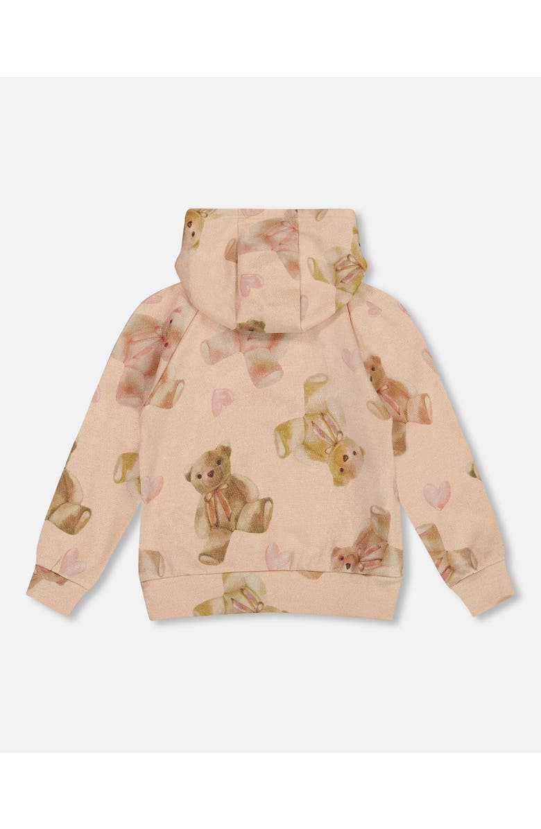 Deux par Deux Glittering French Terry Hoodie Teddy Bear, Alternate, color, Beige