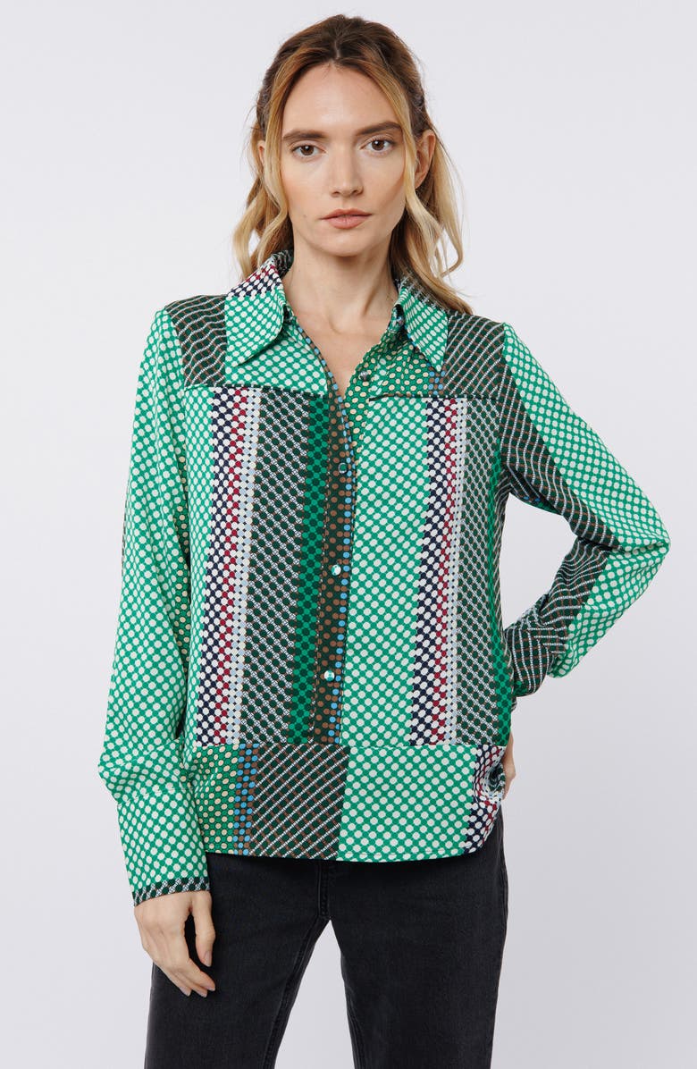 CIEBON Ravia Print Top, Alternate, color, Green Multi
