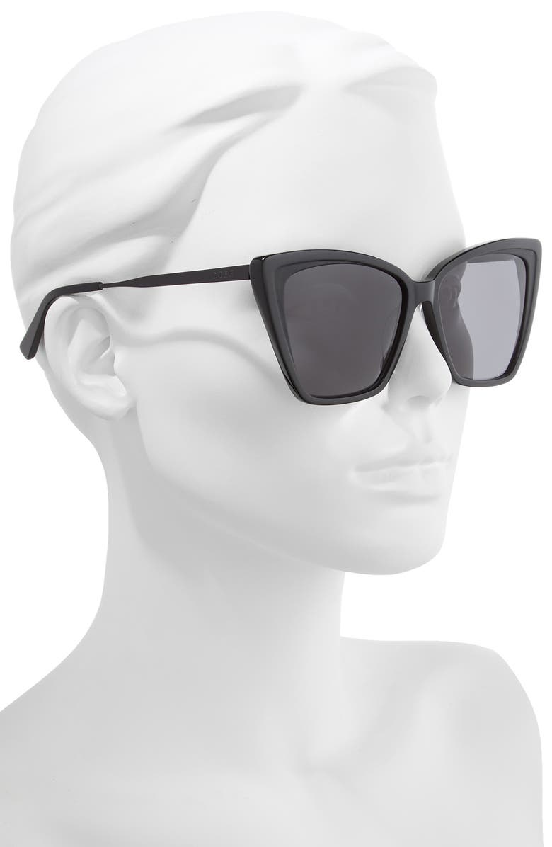 DIFF Becky II 56mm Cat Eye Sunglasses, Alternate, color, Black/ Dark Smoke