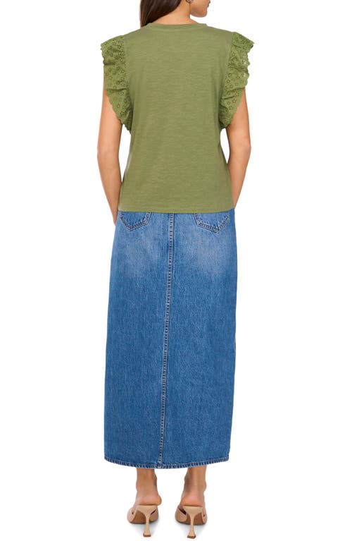Two By Vince Camuto Ruffle Eyelet Tank Top In Green