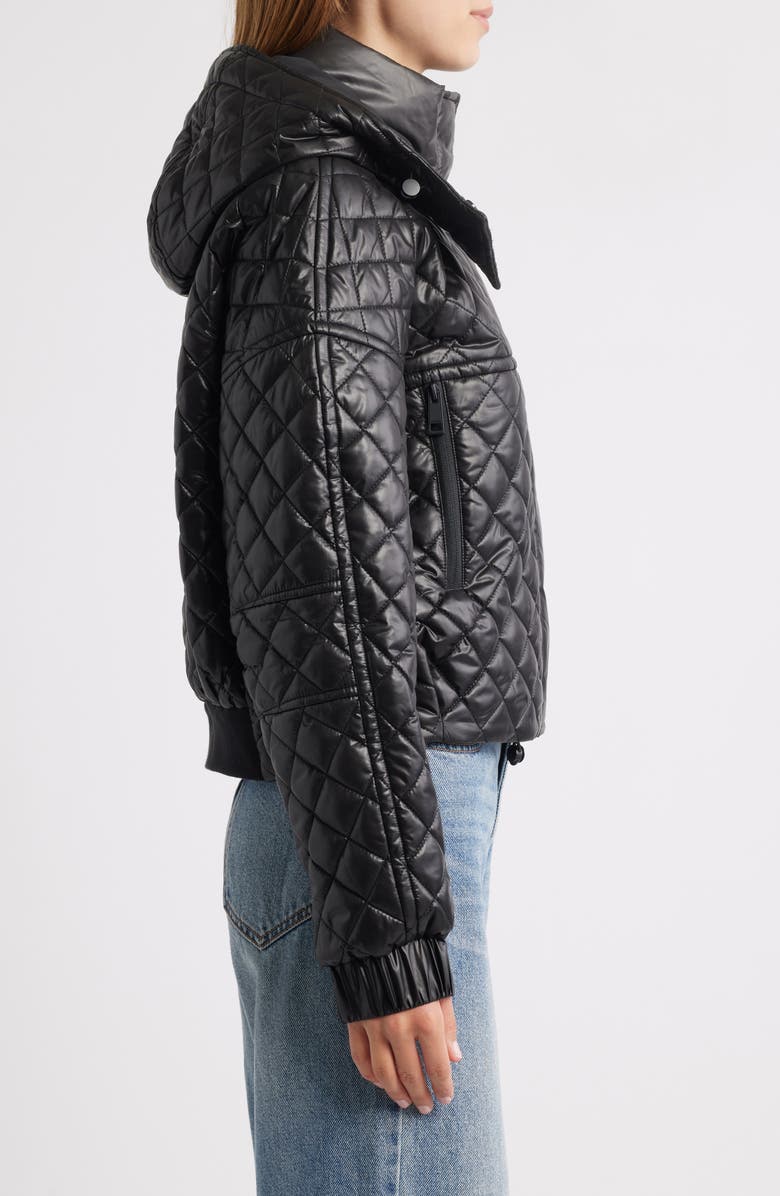 BCBGMAXAZRIA Quilted Hooded Crop Jacket, Alternate, color, Black