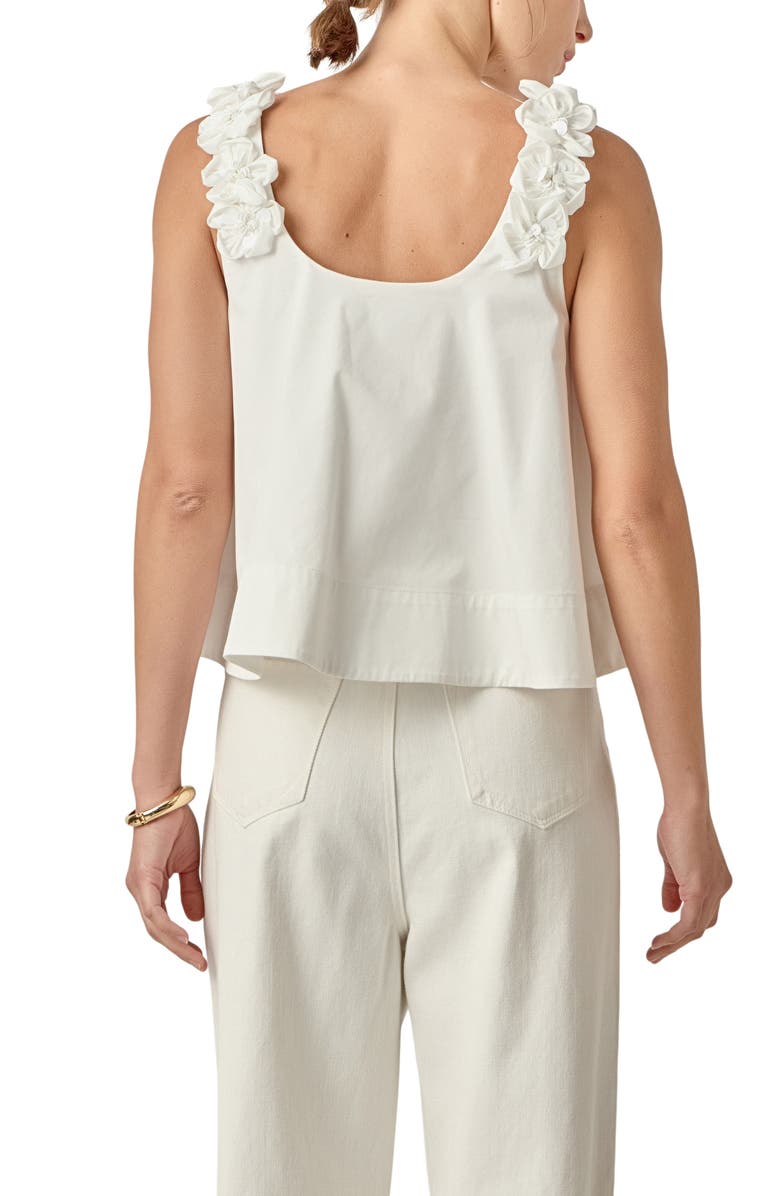 English Factory 3D Flower Sleeveless Top, Alternate, color, White