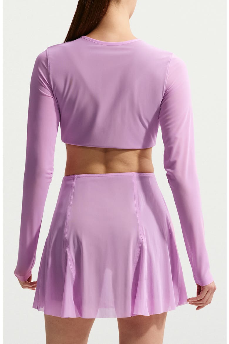 Court Slam Crop Long Sleeve Tennis Top, Alternate, color, LIGHT MAGENTA/ TATTOO