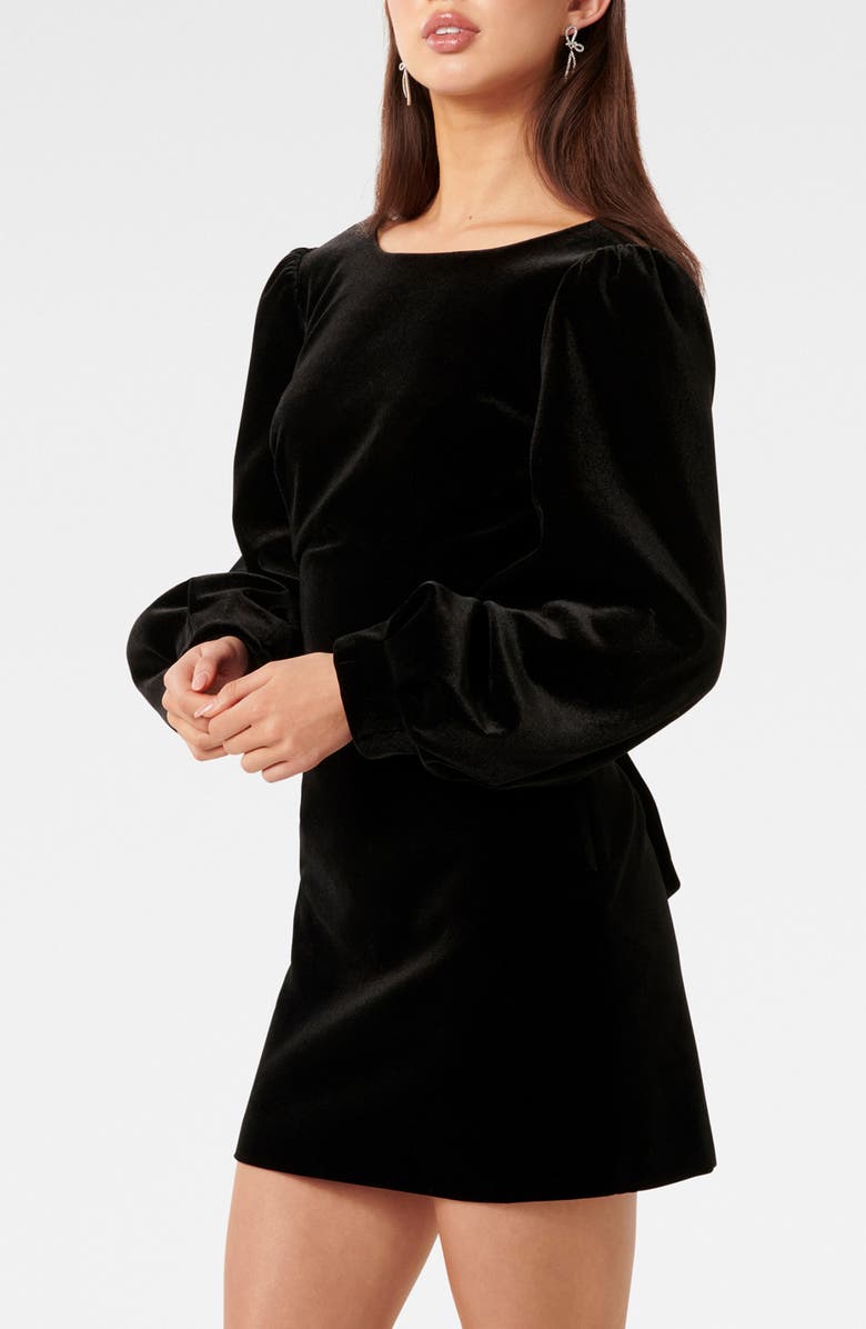 Ever New Josilyn Back Bow Long Sleeve Velvet Cocktail Minidress, Alternate, color,